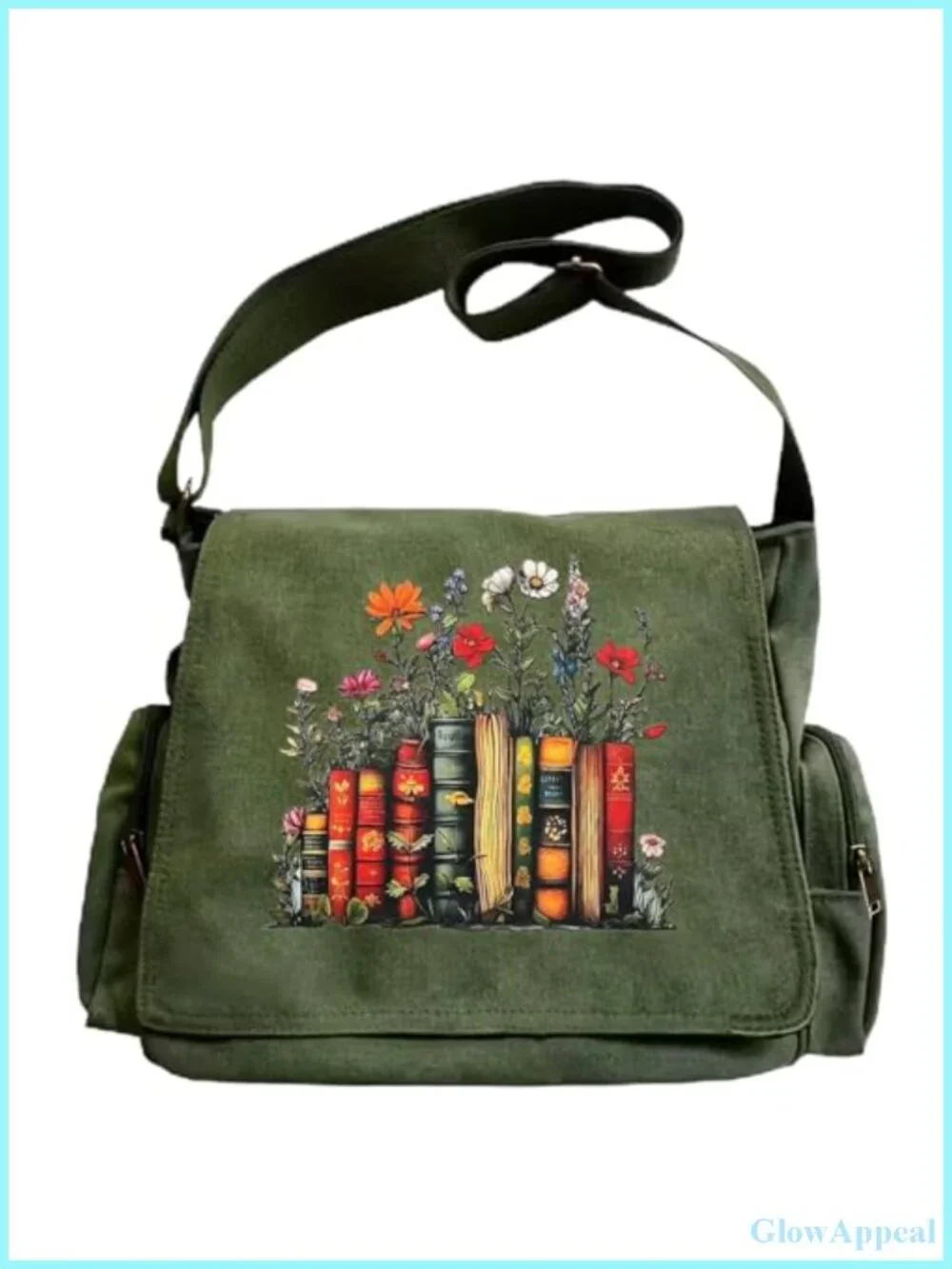 Canvas Messenger Bag Crossbody Shoulder Purse Adjustable Strap Pockets